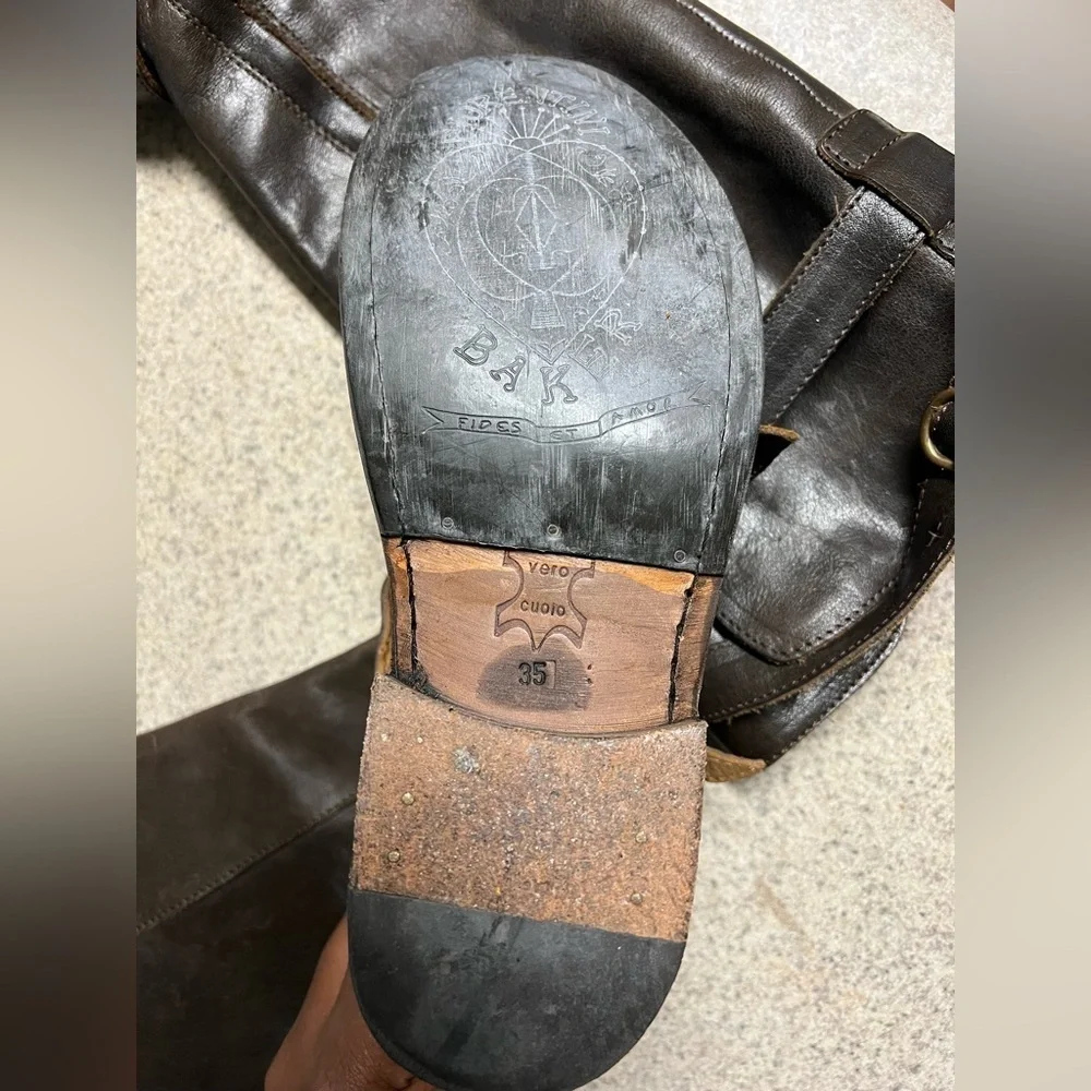 Baker Brown Leather Knee-High Biker’s Boots